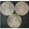 Image 1 : 1958 .800 Silver Canadian Totem Dollar Coins, Lot of 3, 70g