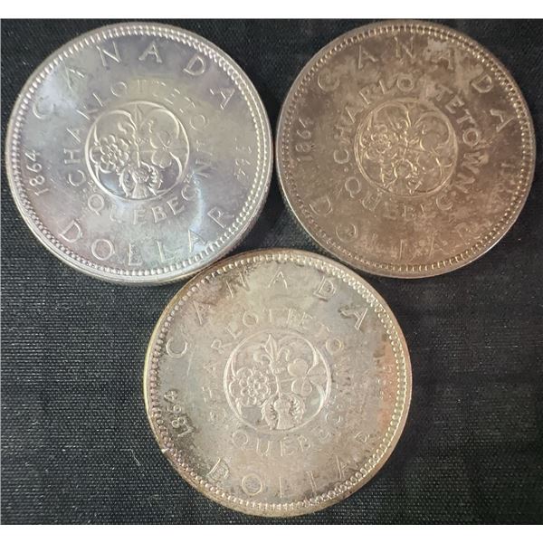 3 .800 Silver Canadian Dollar Coins, 70g Total Weight