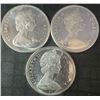 Image 2 : 3 Canadian 1867-1967 .800 Silver Dollar Coins, 70g Total