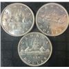 Image 1 : 3 1960 Canada .800 Silver Dollar Coins, 70g Total