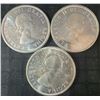Image 2 : 3 1959 .800 Silver Canadian Dollars, 70g Total