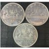 Image 1 : 3 Canada 1961 .800 Silver Dollar Coins, 70g Total
