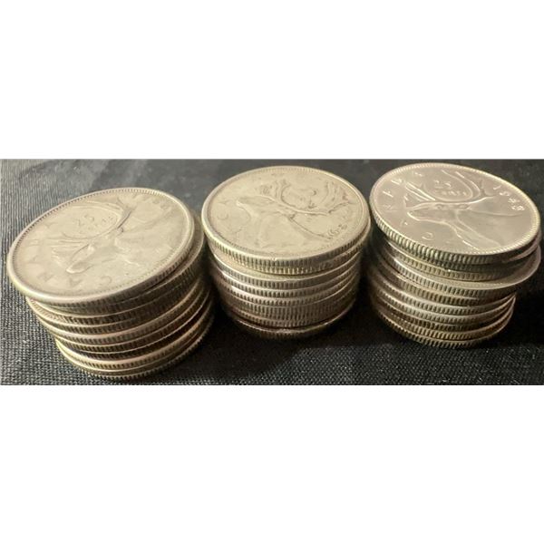 30 .800 Silver Canadian Quarters, 175g Total Weight
