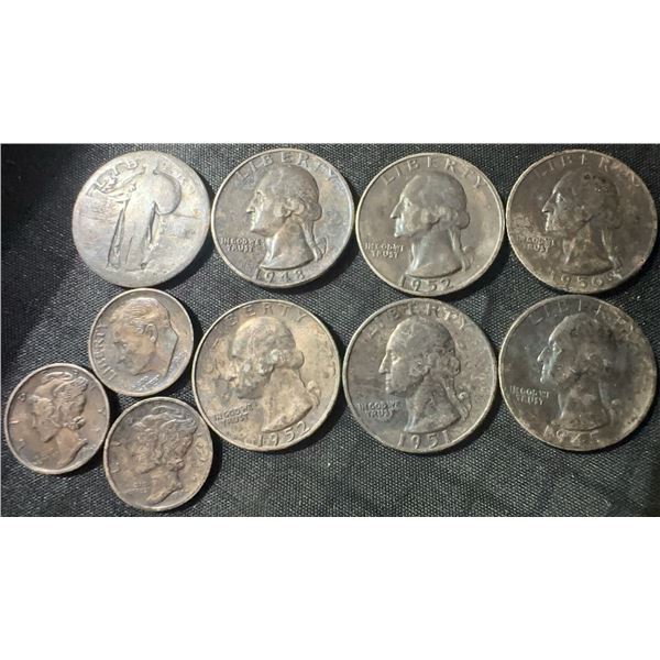 U.S. .900 Silver Quarters and Dimes, 51g Total
