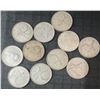 Image 1 : 11 Canadian .800 Silver Quarters, 64g, 1.65 Troy Oz Total