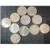 Image 1 : 11 Canadian .800 Silver Quarters, 64g, 1.65 Troy Ounces Total