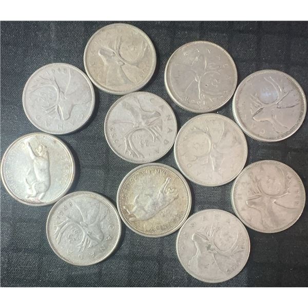 11 Canadian .800 Silver Quarters, 64g Total Metal Weight