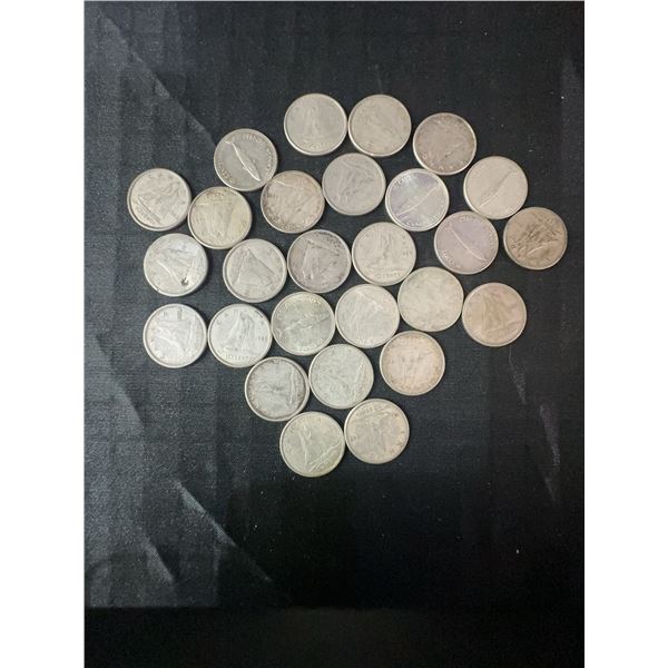 27 Canadian .800 Silver Dimes, 63g Total, 1.62 Troy Ounces