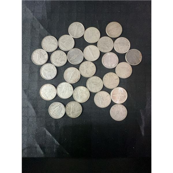 27 Canadian .800 Silver Dimes, 63g, 1.62 Troy Ounces Silver