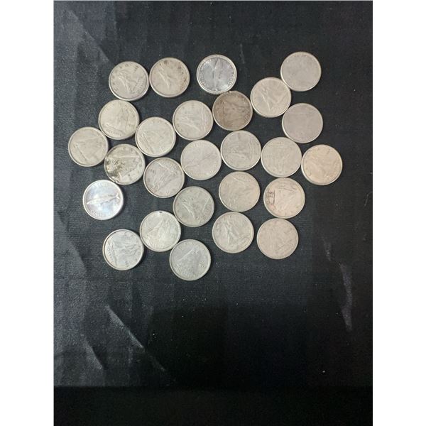 27 Canadian .800 Silver Dimes, 63g Total, 1.62 Troy Oz