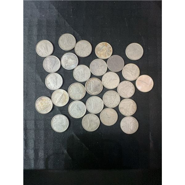 27 .800 Silver Canadian Dimes, 63 Grams Total Weight