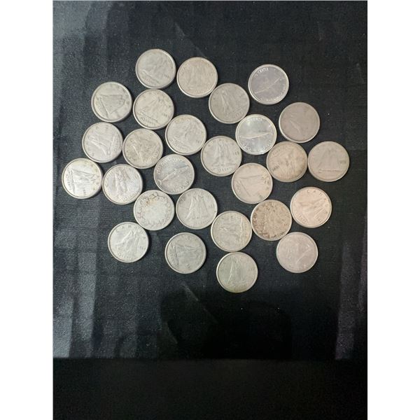 27 Canadian .800 Silver Dimes, 63g Total, 1.62 Troy Oz Silver