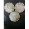 Image 1 : Three 1965 .800 Silver Canadian Dollar Coins, 70g Total