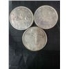 Image 1 : 3 .800 Silver Canadian Dollar Coins, 1959, 1966, 1967, 70g