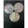 Image 1 : 3 Canadian .800 Silver Dollar Coins, 1952, 1953, 1966, 70g Total