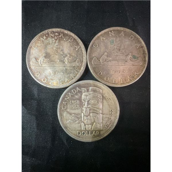 3 .800 Silver Canadian Dollar Coins, 70g Total