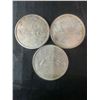 Image 1 : Three .800 Silver Canadian Dollar Coins, 1963 and 1965, 70g Total