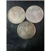Image 1 : 3 Canadian 1867-1967 .800 Silver Dollar Coins, 70g Total