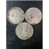 Image 1 : 3 Canadian .800 Silver Dollar Coins 1951 1965 1968, 70g Total Weight