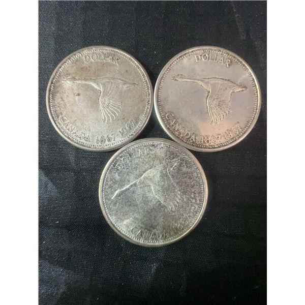 3 .800 Silver Canadian Dollar Coins, Goose 1967, 70g