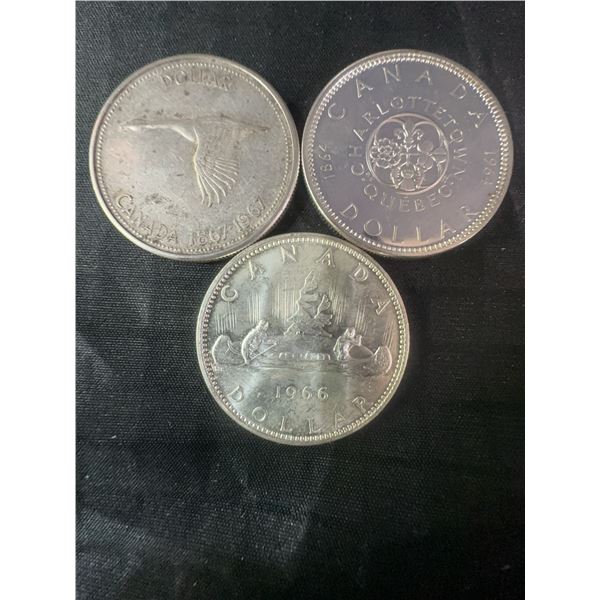 3 .800 Silver Canadian Dollar Coins, 70g Total