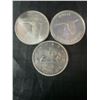 Image 1 : 3 Canadian .800 Silver Dollar Coins, 1962, 1967, 70g Total Weight