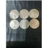 Image 2 : 6 Canadian .800 Silver Half Dollar Coins, 70g Total