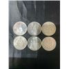 Image 1 : 6 Canadian .800 Silver Half Dollar Coins, 1867–1965, 70g
