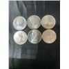 Image 2 : 6 Canadian .800 Silver Half Dollar Coins, 1867–1965, 70g
