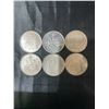 Image 1 : Six .800 Silver Canadian Half Dollar Coins, 70g Total