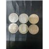 Image 1 : 6 Canadian .800 Silver Half Dollar Coins, 70g Total, 1.80 Troy Oz