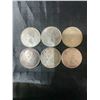Image 2 : 6 Canadian .800 Silver Half Dollar Coins, 70g Total, 1.80 Troy Oz