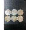 Image 1 : 6 Canadian .800 Silver Half Dollars, 70g Total Weight
