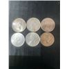 Image 2 : 6 Canadian .800 Silver Half Dollars, 70g Total Weight