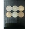 Image 1 : 6 Canadian .800 Silver Half Dollars, 70g Total
