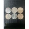 Image 1 : 6 Canadian .800 Silver Half Dollar Coins, 70g Total