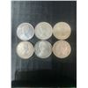 Image 2 : 6 Canadian .800 Silver Half Dollar Coins, 70g Total
