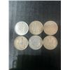 Image 1 : 6 Canadian .800 Silver Half Dollars, 70g Total
