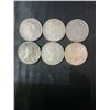Image 2 : 6 Canadian .800 Silver Half Dollars, 70g Total, 1947-1959