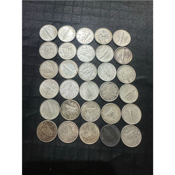 30 Canadian .800 Silver Dimes, 70g Total Weight