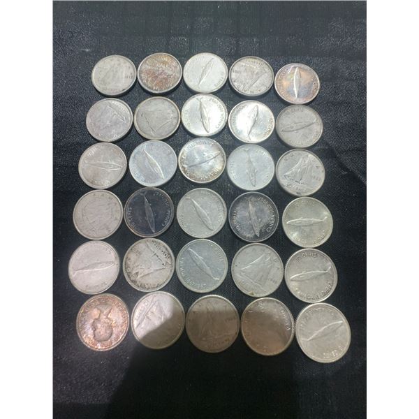 30 Canadian .800 Silver Dimes, 70g Total, 1.80 Troy Ounces Silver