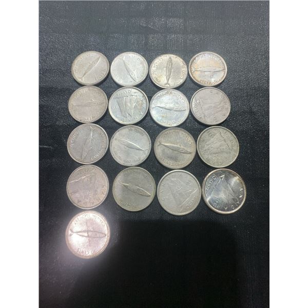 17 Canadian .800 Silver Dimes, Total 40g Silver