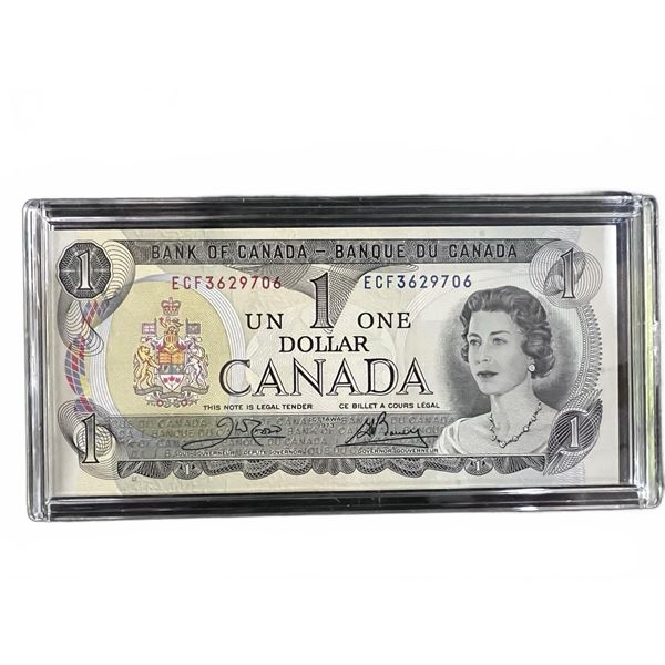 1967 Bank of Canada $1 One Dollar Bill in Display Case