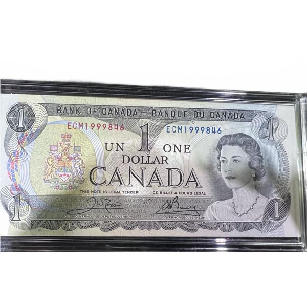 1954 Canadian $1 Banknote with Queen Elizabeth II, Prefix ECM