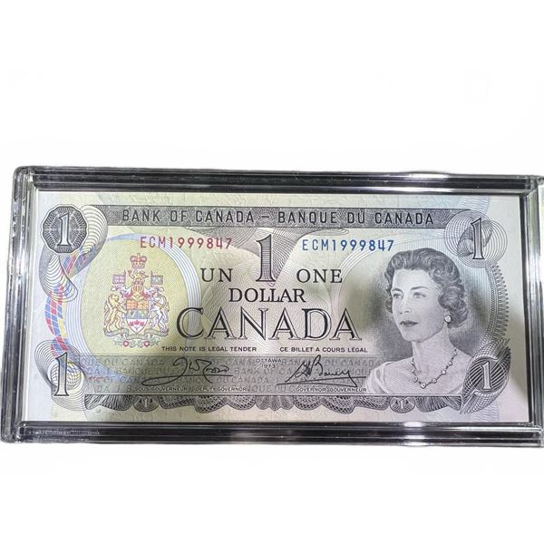 1967 Canadian $1 Banknote in Acrylic Case