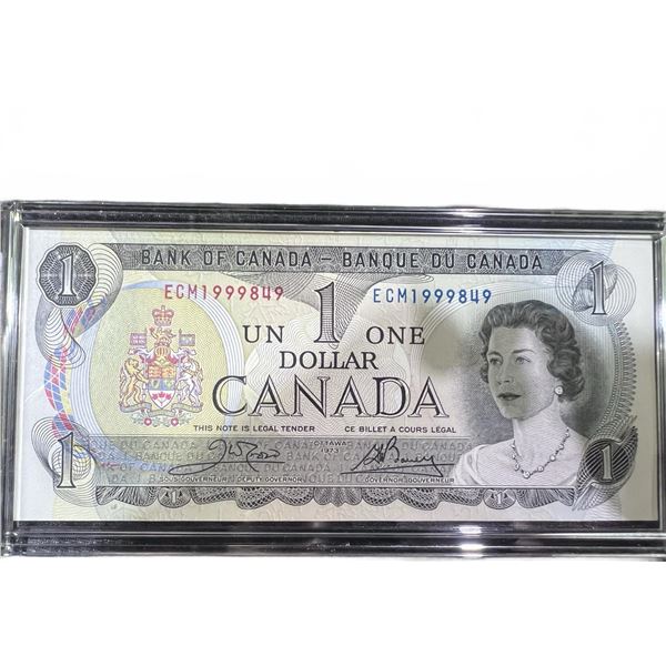 1954 Bank of Canada One Dollar Bill, Queen Elizabeth II, Serial ECM1999849