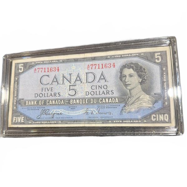 1954 Bank of Canada $5 Bill, A/E Prefix, Elizabeth II