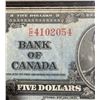Image 2 : 1937 Bank of Canada $5 Bill, George VI, Serial E4102054