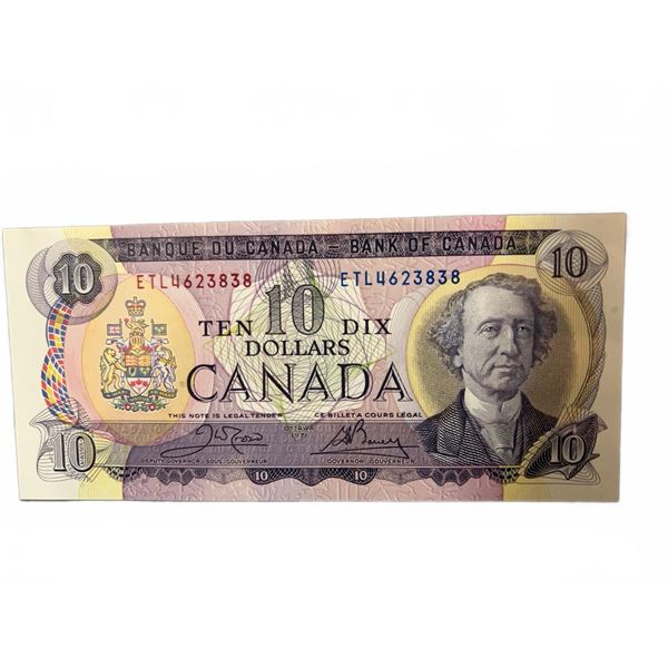 1971 Bank of Canada $10 Dollar Bill, Serial ETL4623838