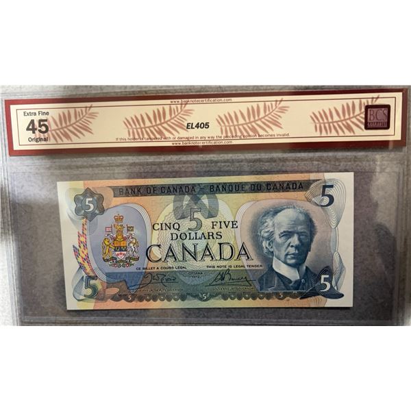 1979 Bank of Canada $5 Note, BC-53b, BCS EF 45 (Crow-Bouey)